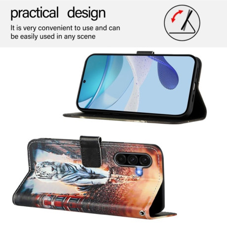 Чехол-книжка Colored Drawing Pattern Plain Weave Leather для Samsung Galaxy A56 5G - Cats And Tigers