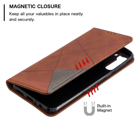 Чохол-книжка Rhombus Texture на Samsung Galaxy A21-коричневий