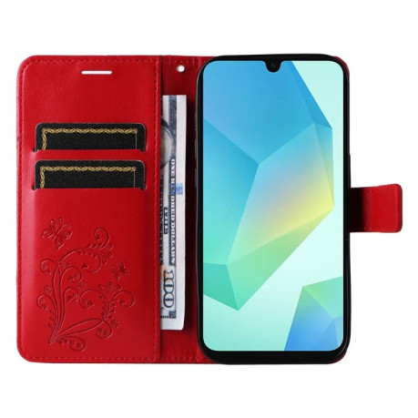 Чехол-книжка Embossed Butterfly для Samsung Galaxy A26 5G - красный
