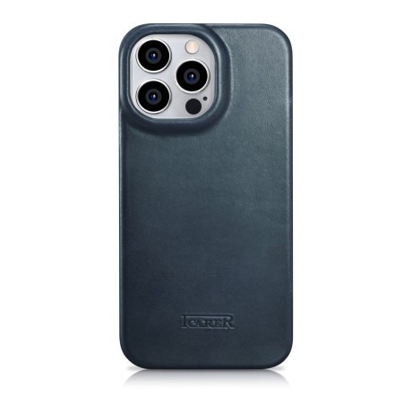 Кожаный чехол-книжка iCarer CE Oil Wax Premium для iPhone 14 Pro Max - синий