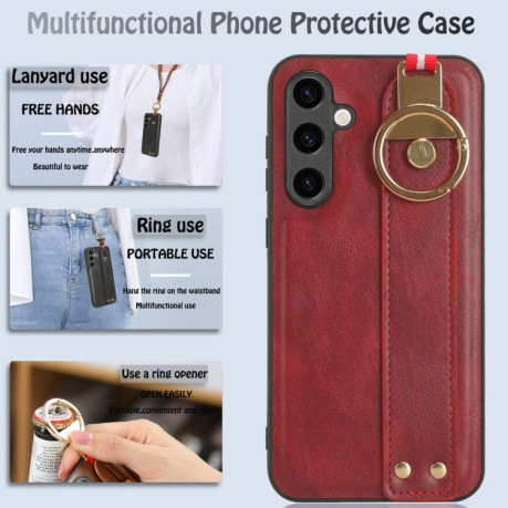 Противоударный чехол Wristband Leather Back для Samsung Galaxy S23 FE 5G - красный