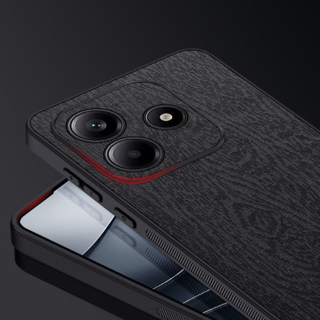 Чехол Tree Bark Leather Shockproof для Xiaomi Redmi Note 14 5G - серый