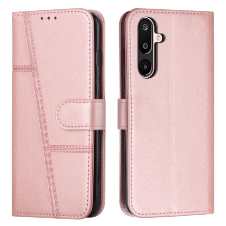 Чехол-книжка со строчкой и фактурой Calf на на Samsung Galaxy F16 5G / M16 5G - золото