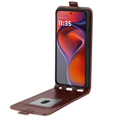 Фліп-чохол Vertical Flip Leather Phone Case with Card Slot для Motorola Moto G15 - коричневий