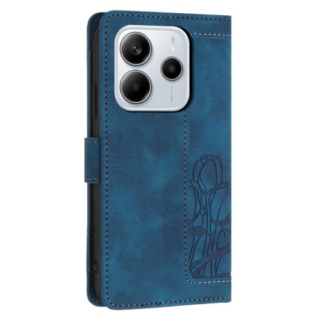 Чехол-книжка Tulips Embossed Leather для Xiaomi Redmi Note 14 4G 164.84mm - синий