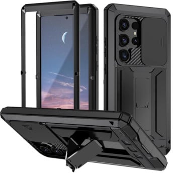 Протиударний чохол R-JUST ковзний захист камери + захист екрану для Samsung Galaxy S25 Ultra 5G - чорний
