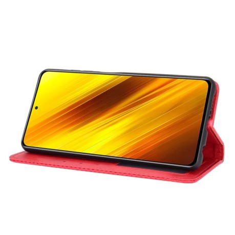 Чехол-книжка Magnetic Buckle Retro на Xiaomi Poco X3 / Poco X3 Pro - красный