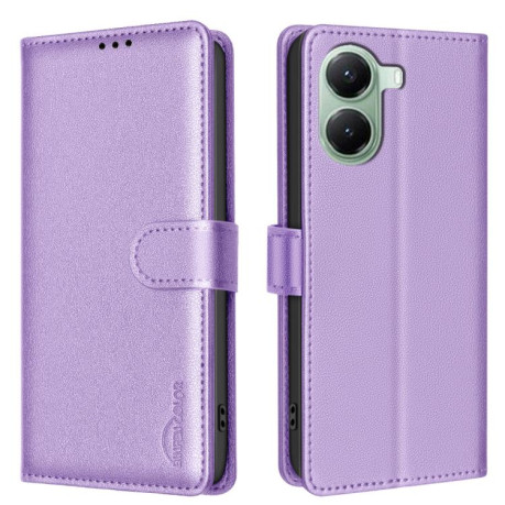 Чохол-книжка Litchi Texture RFID Anti-theft Leather для Xiaomi Poco X7 Pro - фіолетовий