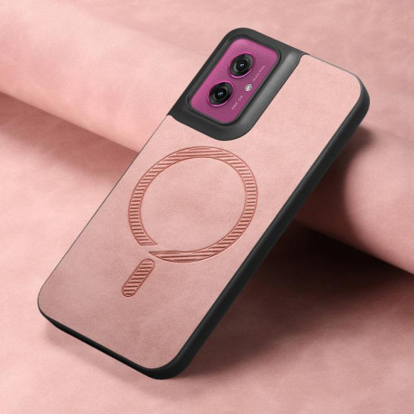 Чехол Retro MagSafe Magnetic PU на Motorola Moto G55 - розовый