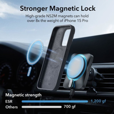 Силиконовый чехол ESR Cloud Kickstand Halolock  with Magsafe для iPhone 15 Pro - Black