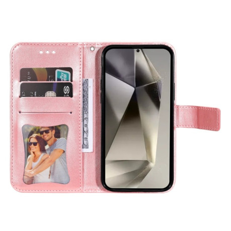 Чохол-книжка 7-petal Flowers Embossing  для Samsung Galaxy S25 Ultra 5G - рожеве золото