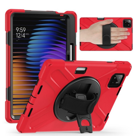 Чехол Rotatable Holder Silicone Hybrid PC для Xiaomi Pad 7 / 7 Pro - красный