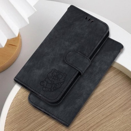 Чохол-книжка Little Tiger Embossed Leather на Realme 12 5G - чорний