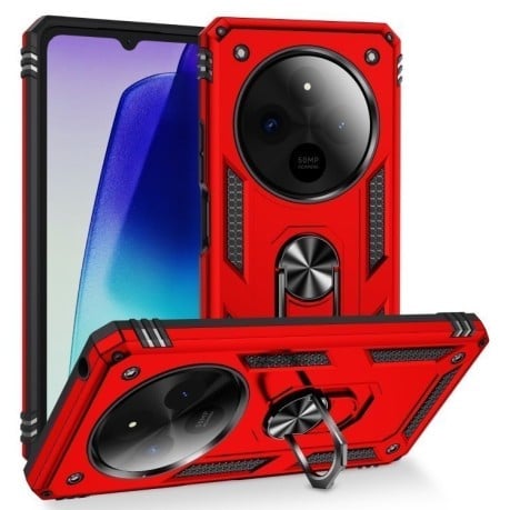 Противоударный чехол HMC 360 Degree Rotating Holder на Xiaomi Redmi 14C 4G/Poco C75/Redmi A4 5G - красный