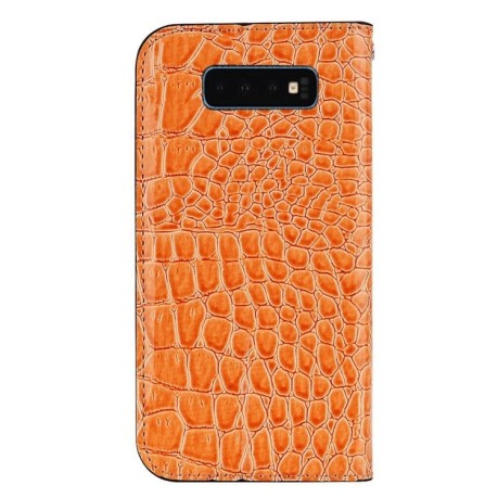 Шкіряний чохол-книга Crocodile Texture Glitter Powder Samsung Galaxy S10+/G975- помаранчевий