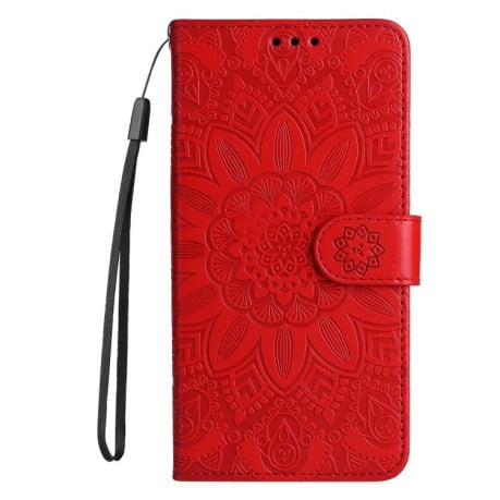 Чехол-книжка Embossed Sunflower для Samsung Galaxy A05 - красный