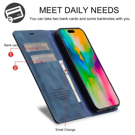 Чехол-книжка LCIMEEKE Strong для iPhone 16 - синий