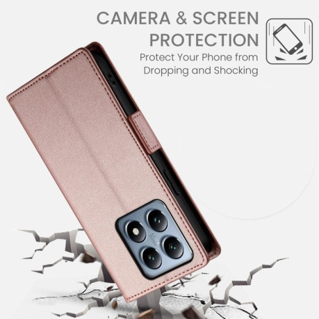 Чохол-книжка Side Buckle Magnetic Frosted Leather для Xiaomi 14T Pro - рожеве золото