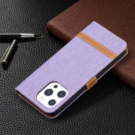 Чохол-книжка Color Matching Denim Texture на iPhone 13 mini - фіолетовий