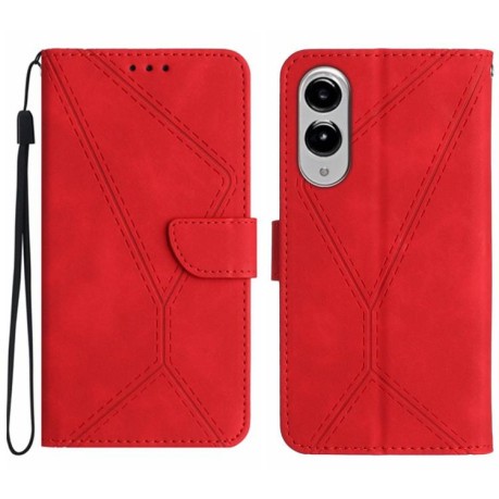Чохол-книжка Stitching Embossed Leather для Samsung Galaxy S25 Edge 5G - червоний
