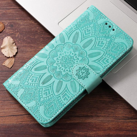 Чехол-книжка Embossed Sunflower для Xiaomi Redmi Note 14 4G 164.84mm - зеленый