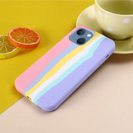Силіконовий чохол Rainbow Liquid Silicone для iPhone 15-рожевий