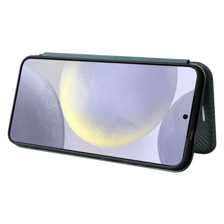 Чохол-книжка Carbon Fiber Texture на Samsung Galaxy S25+ 5G - зелений