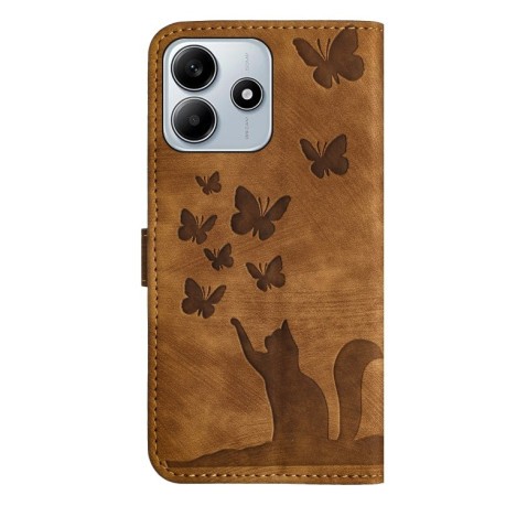 Чохол-книжка Cat Embossing Pattern на Xiaomi Redmi Note 14 5G/Poco M7 Pro 5G - коричневий