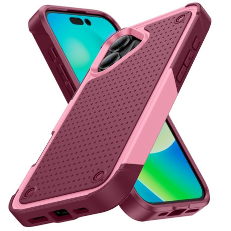 Противоударный чехол PC + TPU Shockproof Protective для  iPhone 16 - Pink+Dark Red