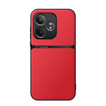 Противоударный чехол Litchi Leather Magnetic Full Coverage Shockproof на Realme GT Neo6 / GT Neo6 SE / GT 6 / GT 6T - красный