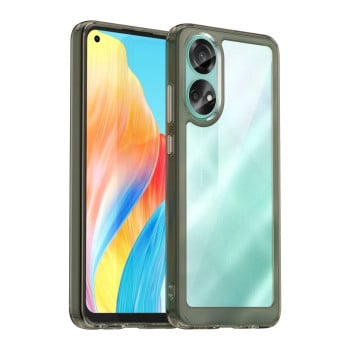 Противоударный чехол  Colorful Acrylic Series с цветной силиконовой боковиной на OPPO A78 4G - прозрачно-серый