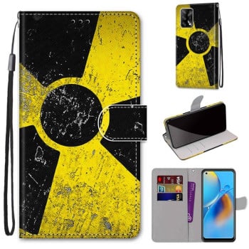 Чехол-книжка Coloured Drawing Cross для OPPO F19 / A74 4G - Yellow Black Logo