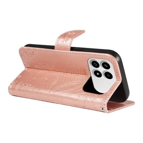 Чехол-книжка Swallowtail Butterfly Embossed Leather для Xiaomi Redmi K90/Poco F8 Pro — розовое золото