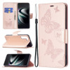 Чехол-книжка Butterflies Pattern на Samsung Galaxy S22 Plus 5G - розовое золото