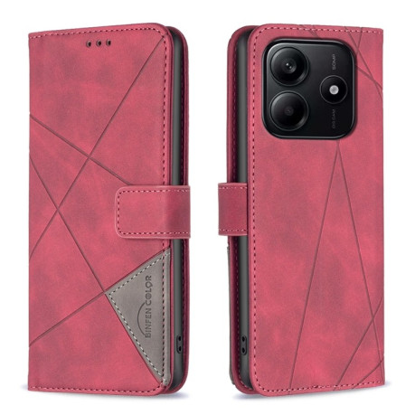 Чохол-книжка Rhombus Texture для Xiaomi Redmi Note 14 5G/Poco M7 Pro 5G - червоний