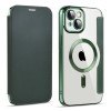 Ударозащитный чехол MagSafe Magnetic RFID Anti-theft Leather для iPhone 15 - зеленый