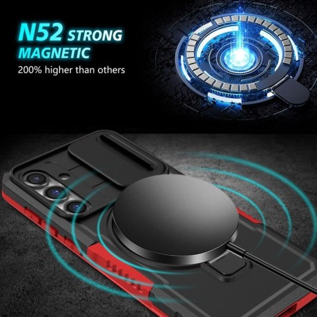 Протиударний чохол Sliding Camshield Magsafe Holder Samsung Galaxy S23 FE 5G - чорно-червоний