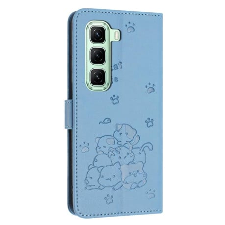 Чехол-книжка Embossed Kitten Phone Leather на Infinix Hot 60 Pro+ 4G - синий