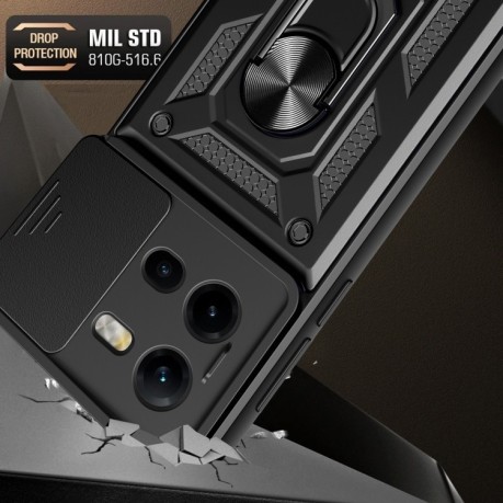 Противоударный чехол Sliding Camshield для Vivo V25 5G/V25e 4G/X80 Lite 5G - синий