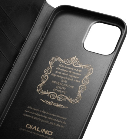 Кожаный чехол-книжка QIALINO Classic Case для iPhone 14/13 - черный
