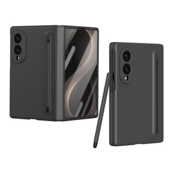 Ударостійкий чохол із фактурної шкіри Escase на Samsung Galaxy Fold8 5G — чорний