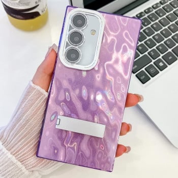 Противоударный чехол Plating Glitter Texture TPU with Lens Film для Samsung Galaxy A16 5G - Purple Wrinkles