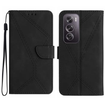 Чехол-книжка Stitching Embossed Leather OPPO Reno 12 Pro 5G Global - черный
