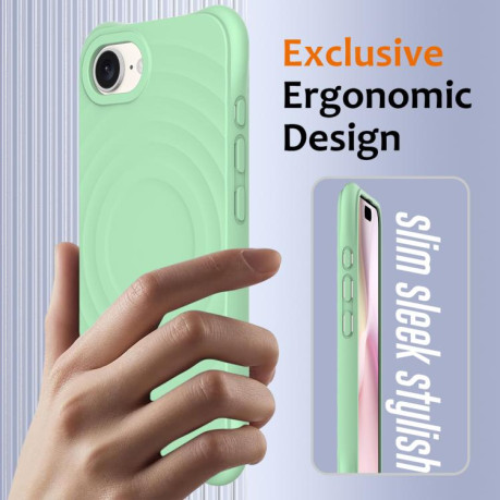 Чохол протиударний Wave Texture MagSafe Magnetic Liquid Silicone для iPhone 16e - зелений