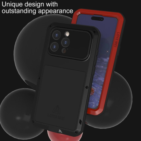 Противоударный чехол LOVE MEI Metal для iPhone 15 Pro Max - черный