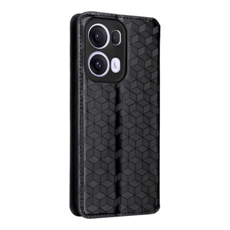 Чехол-книжка Cubic Grid Texture Flip Leather для OPPO Reno13 Pro 5G - черный