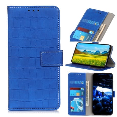 Чохол-книжка Magnetic Crocodile Texture на Samsung Galaxy S22 Ultra 5G - синій