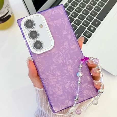 Протиударний чохол Plating Glitter Texture Chain  для Samsung Galaxy S25+ 5G - Purple Shell Pattern