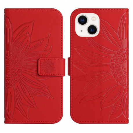 Чохол-книжка Skin Feel Sun Flower для iPhone 15 Plus - червоний