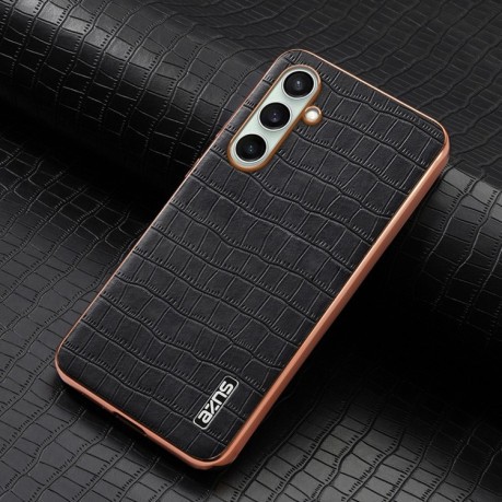 Чохол AZNS Electroplated Frame Crocodile Texture для Samsung Galaxy A36 - чорний